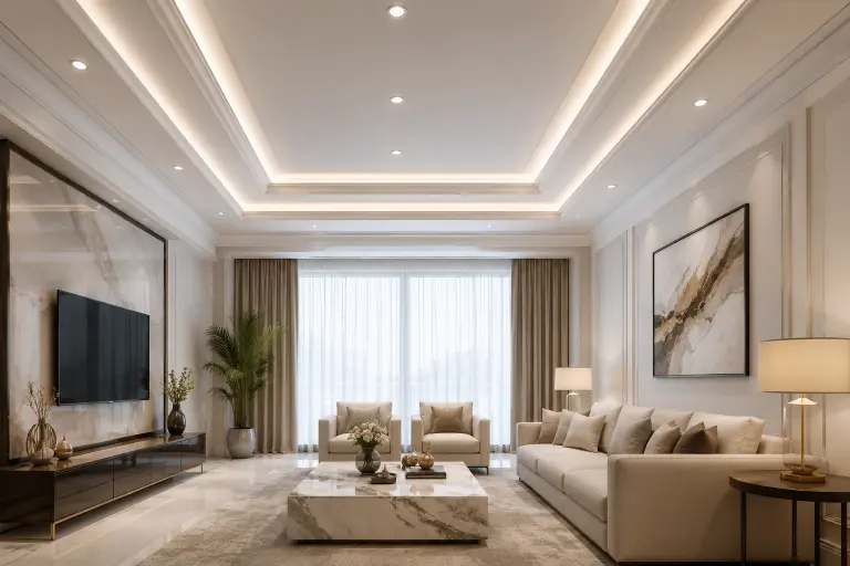 Elegant Gypsum Tray Ceiling
