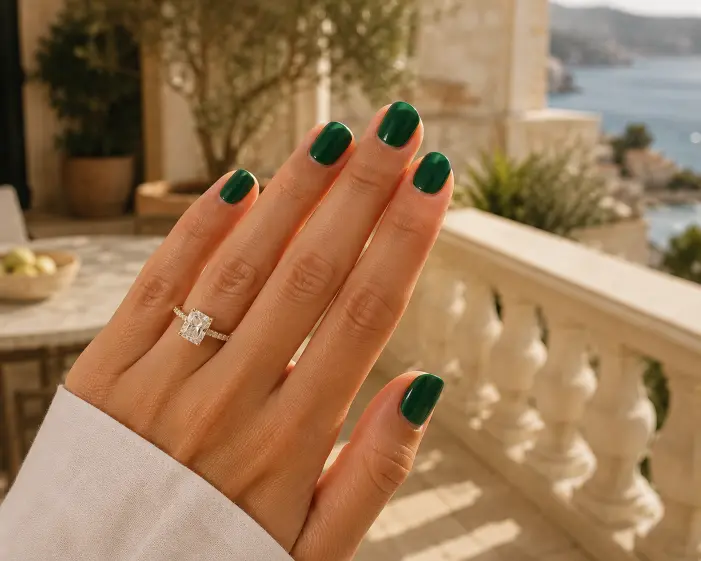 Emerald Green Short Nails