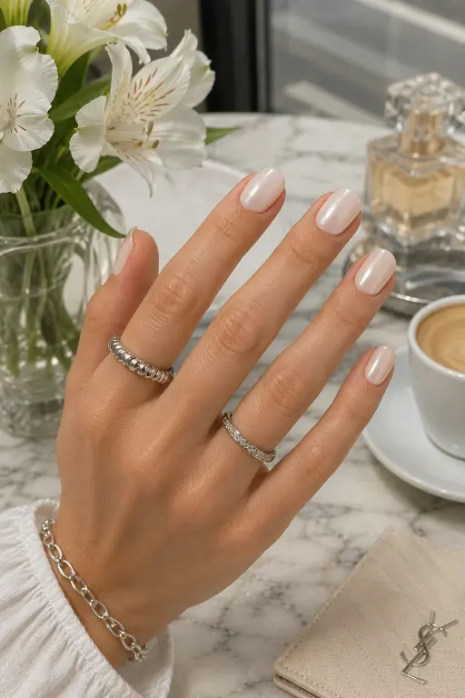 Ivory Pearl Short Nails