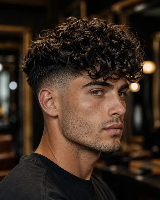 Long Curly Top Fade