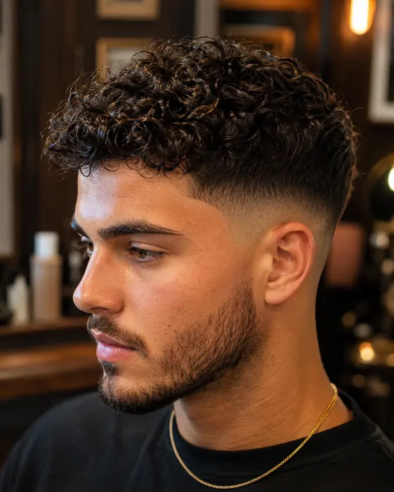 Mid Fade with Curls