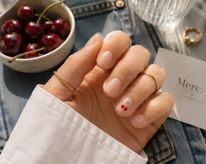 Minimal Cherry Accent Nails