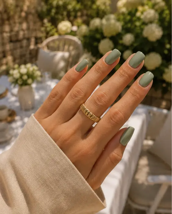 Sage Green Square Nails
