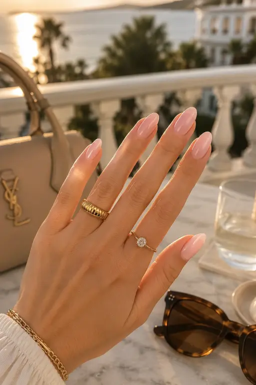Sheer Pink Almond Nails