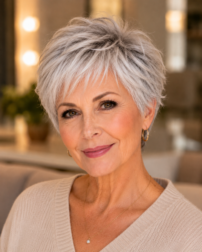 Short Layered Silver Cut