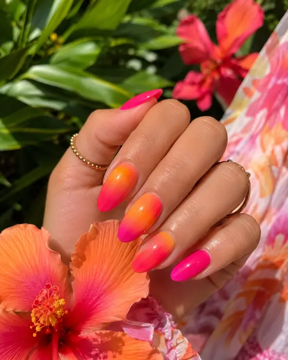 Vibrant Sunset Ombre Nails