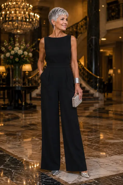Black Sleeveless Evening Jumpsuit