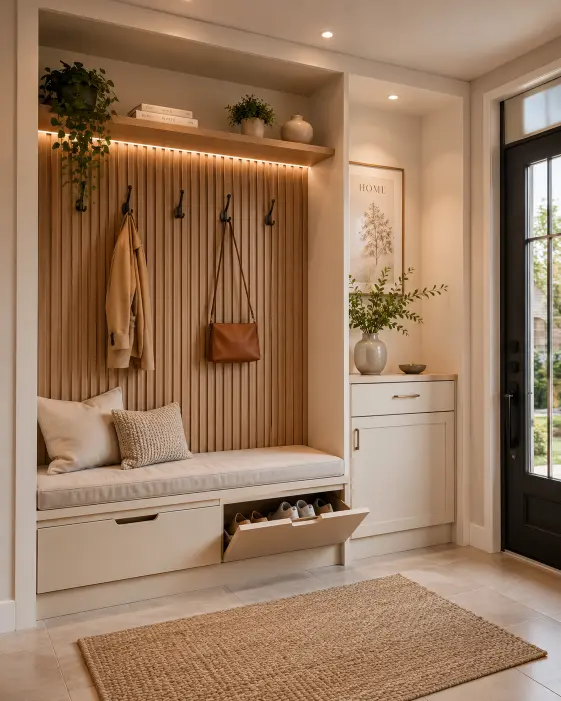 Built-In Bench With Hidden Storage