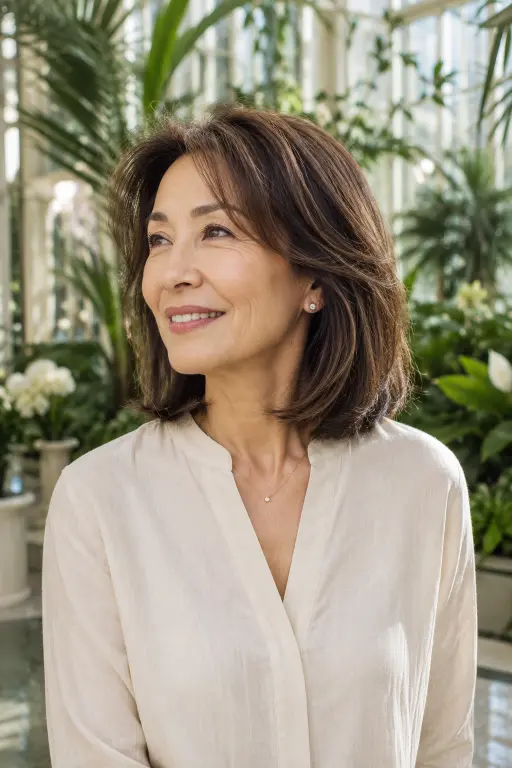 Collarbone lob with invisible layers for women over 60