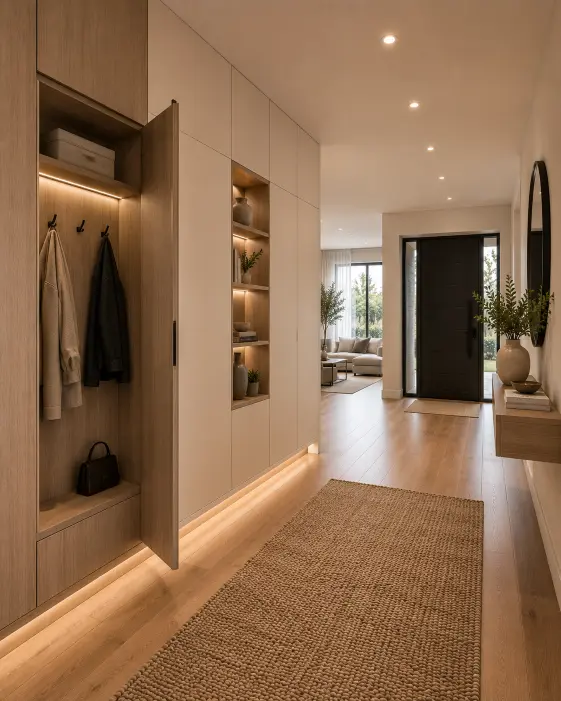 Hidden Coat Hooks and Shelves