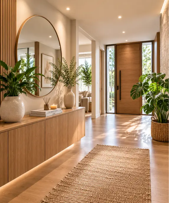 Modern Entryway With Indoor Plants