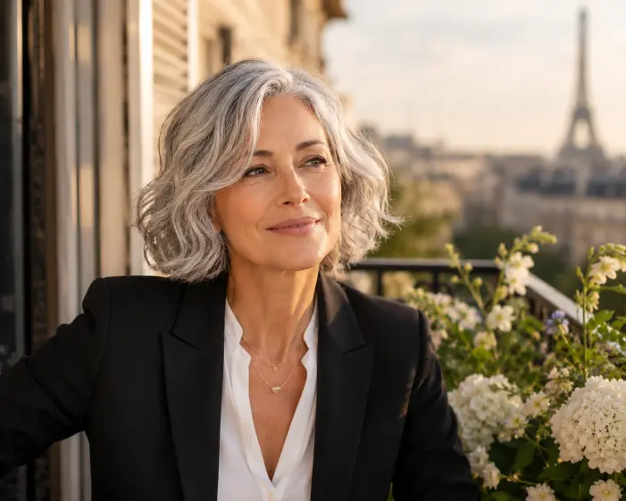 Silver French bob with soft waves