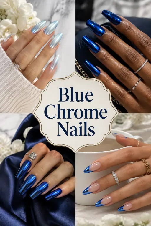 12 Blue Chrome Nail Ideas