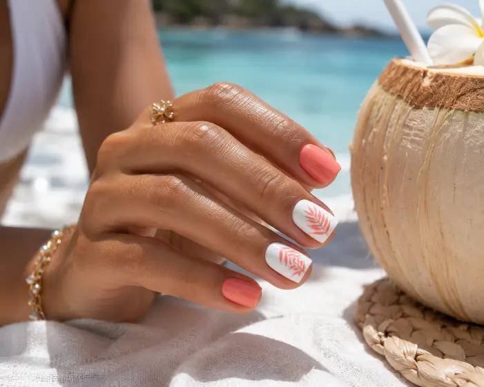 Coral & White