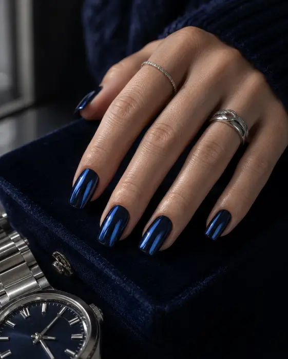 Navy Blue Chrome Elegance
