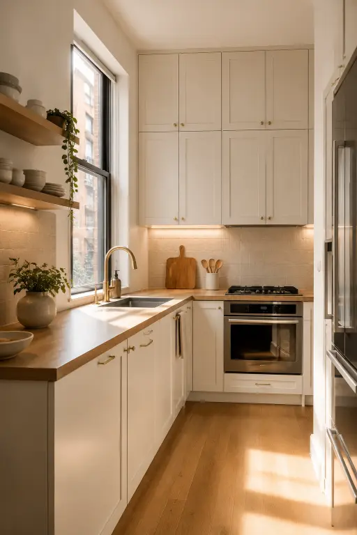 Small White and Wood Kitchen
