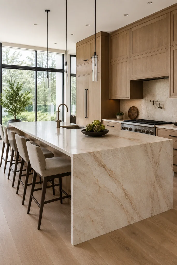 Dark Kitchen Island With Light Cabinets