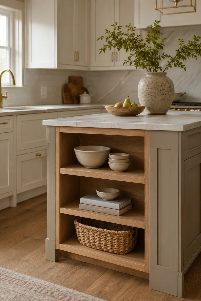 Kitchen Island With Open Shelving