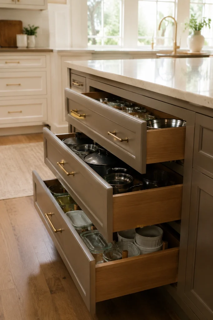 Warm Greige Kitchen Island