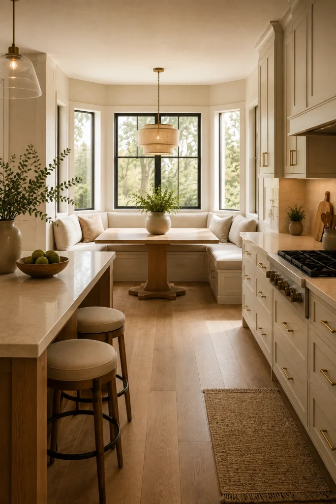 Warm Modern Kitchen With Black Accents