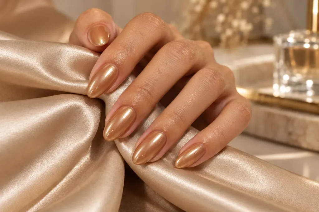 Caramel Chrome Nails