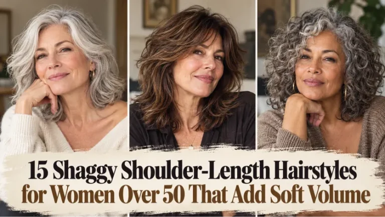 Shaggy shoulder length hairstyles for women over 50 with soft volume