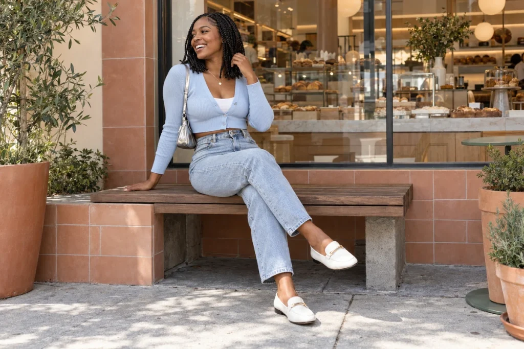 Cropped Cardigan With High-Waisted Jeans