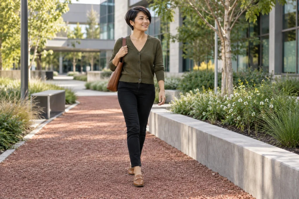 Olive Green Cardigan With Black Jeans